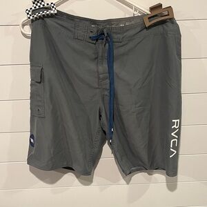 RVCA Charcoal Board Shorts with Blue Accents